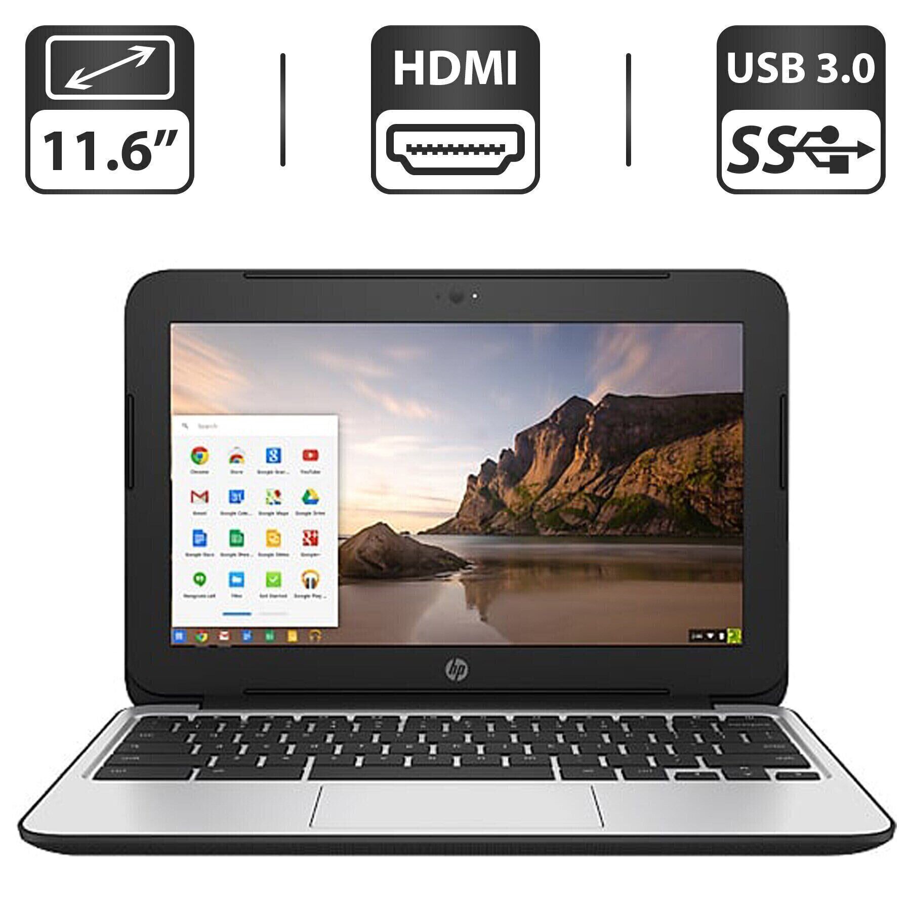 

Нетбук Б-класс HP ChromeBook 11 G5 EE / 11.6" (1366x768) SVA / Intel Celeron N3060 (2 ядра по 1.6 - 2.48 GHz) / 4 GB DDR3 / 16 GB eMMC / Intel HD Graphics / WebCam / HDMI / Chrome OS