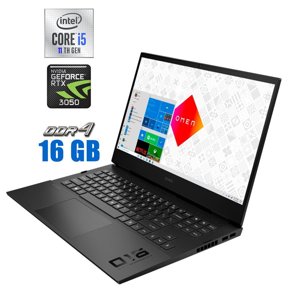 

Новый игровой ноутбук HP Omen 16 / 16.1" (1920x1080) IPS / Intel Core i5-11400H (6 (12) ядра по 2.7 - 4.5 GHz) / 16 GB DDR4 / 512 GB SSD M.2 / nVidia GeForce RTX 3050 Ti, 4 GB GDDR6, 128-bit / WebCam