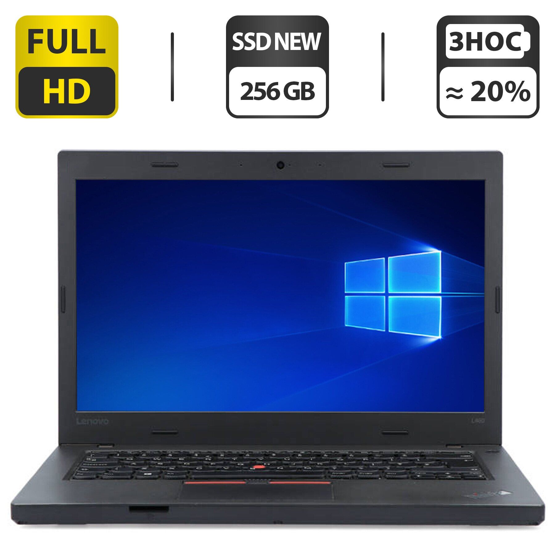 

Ноутбук Б-класс Lenovo ThinkPad L460 / 14" (1920x1080) TN / Intel Core i7-6600U (2 (4) ядра по 2.6 - 3.4 GHz) / 8 GB DDR4 / 256 GB SSD NEW / Intel HD Graphics 520 / WebCam / USB 3.0