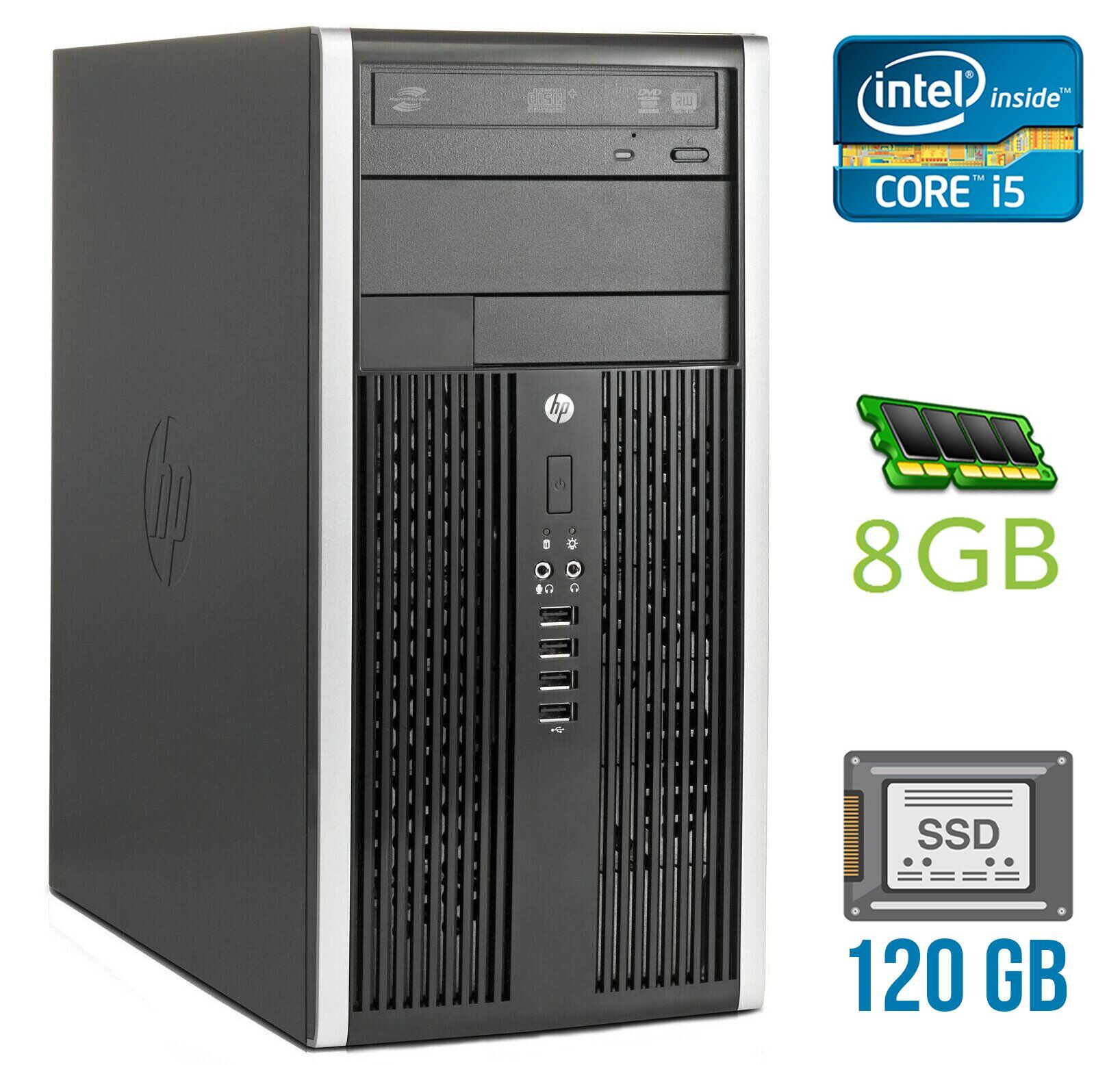 

Компьютер HP Compaq Pro 6300 Tower / Intel Core i5-3470 (4 ядра по 3.2 - 3.6 GHz) / 8 GB DDR3 / 120 GB SSD / Intel HD Graphics 2500 / 320W / DVD-ROM / DisplayPort