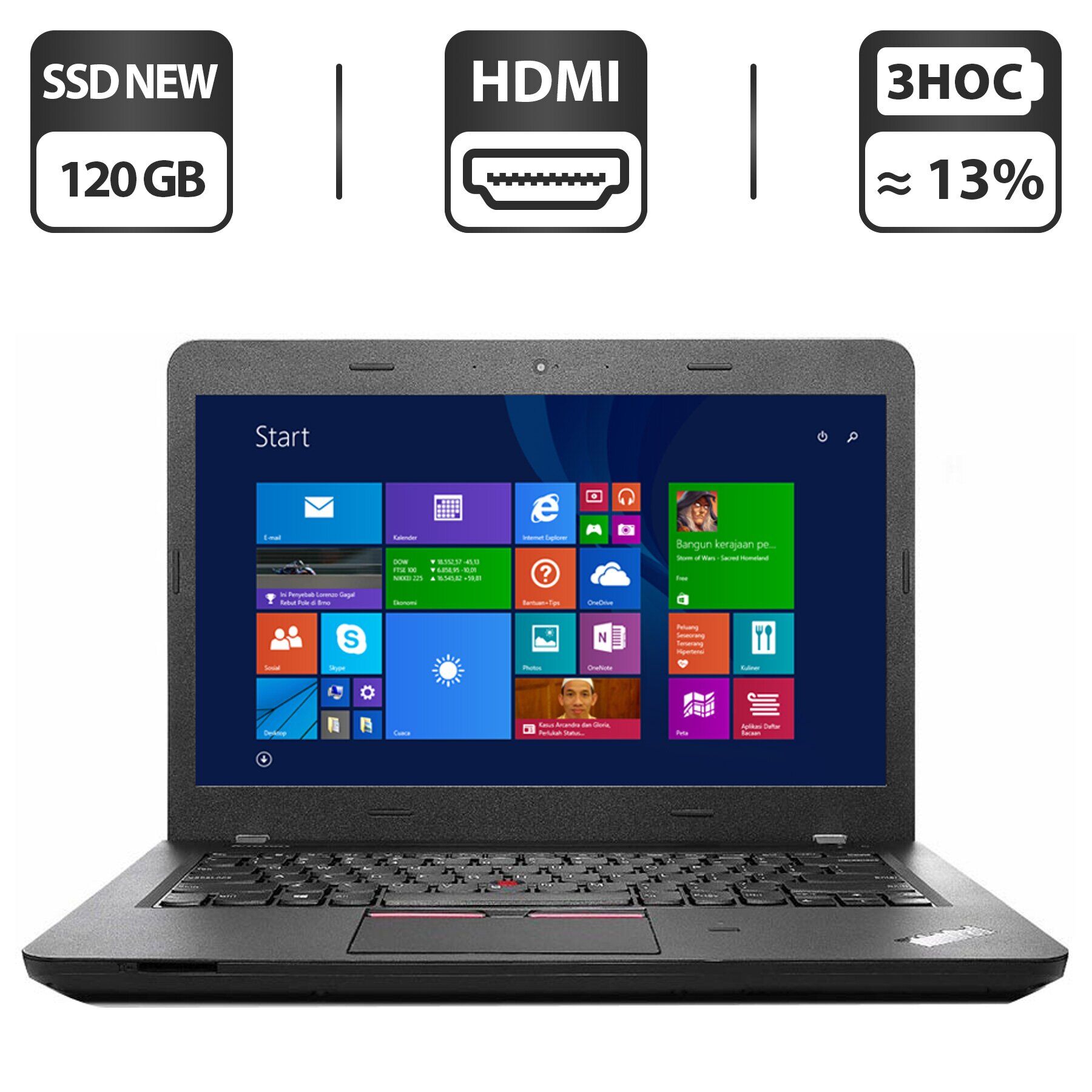 

Ноутбук Lenovo ThinkPad E450 / 14" (1366x768) TN / Intel Core i3-5005U (2 (4) ядра по 2.0 GHz) / 8 GB DDR3 / 120 GB SSD NEW / Intel HD Graphics 5500 / WebCam