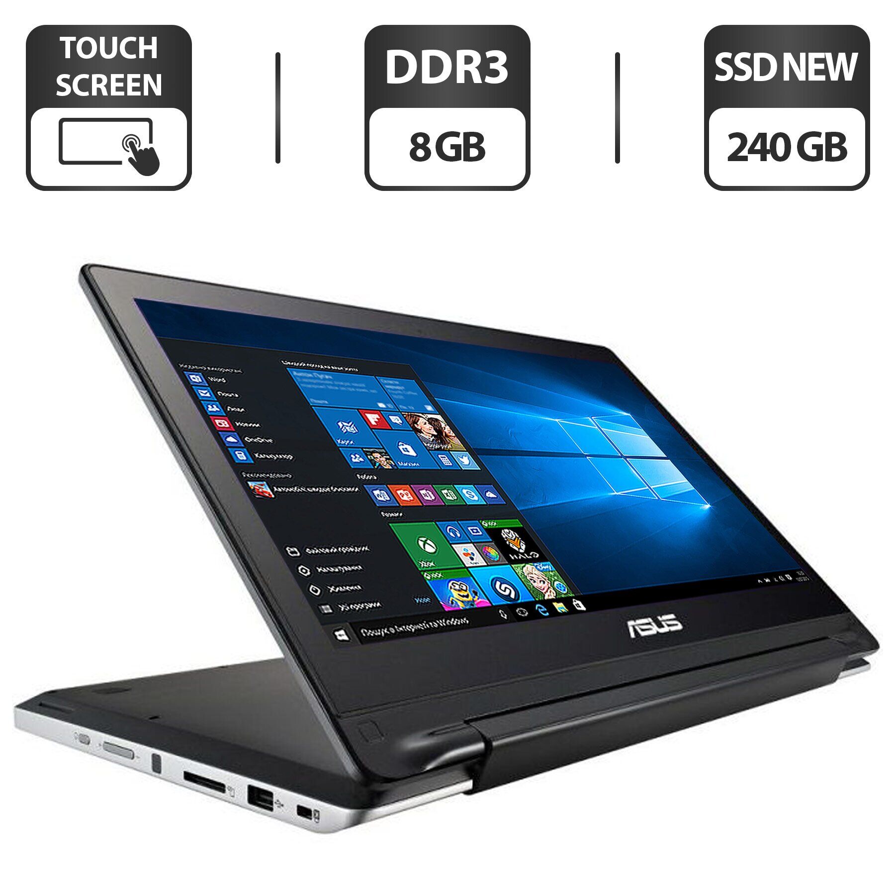 

Ноутбук-трансформер Б-класс Asus VivoBook Flip TP300LA / 13.3" (1920x1080) IPS Touch / Intel Core i7-4510U (2 (4) ядра по 2.0 - 3.1 GHz) / 8 GB DDR3 / 240 GB SSD NEW / Intel HD Graphics 4400 / WebCam / HDMI / Windows 10 Home