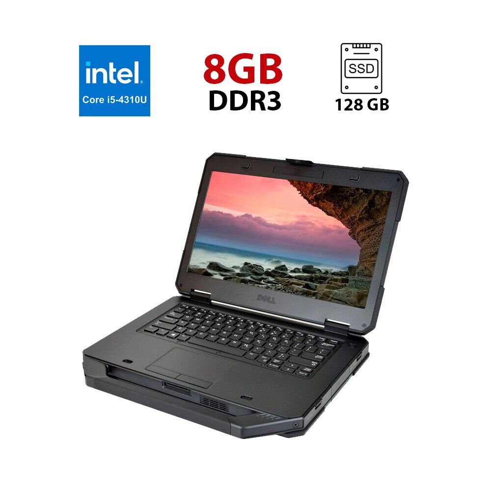 

Защищенный ноутбук Dell Latitude 14 Rugged 5404 / 14" (1366x768) TN / Intel Core i5-4310U (2 (4) ядра по 2.0 - 3.0 GHz) / 8 GB DDR3 / 128 GB SSD / Intel HD Graphics 4400 / WebCam