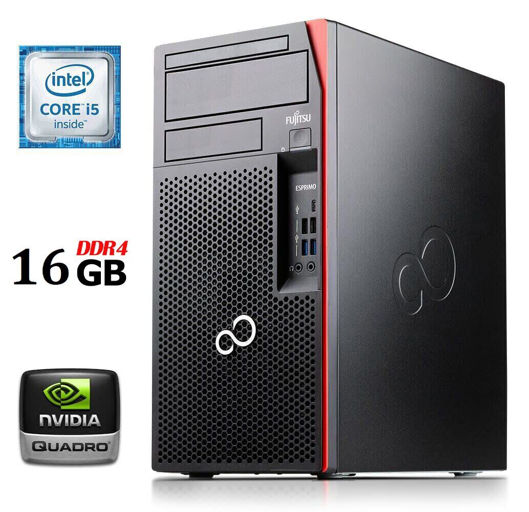 

Компьютер Fujitsu Esprimo P757 E90+ Tower / Intel Core i5-6500 (4 ядра по 3.2 - 3.6 GHz) / 16 GB DDR4 / no HDD / nVidia Quadro 2000, 1 GB GDDR5, 128-bit / 280W