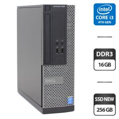 Комп'ютер Dell OptiPlex 3020 SFF / Intel Core i3-4130 (2 (4) ядра по 3.4 GHz) / 16 GB DDR3 / 256 GB SSD NEW / Intel HD Graphics 4400 / VGA
