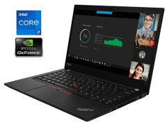 Ультрабук Lenovo ThinkPad T14 Gen 2 / 14" (1920x1080) IPS Touch / Intel Core i7-1185G7 (4 (8) ядра по 1.2 - 4.8 GHz) / 16 GB DDR4 / 256 GB SSD NVMe / nVidia GeForce MX450, 2 GB GDDR6, 64-bit / WebCam