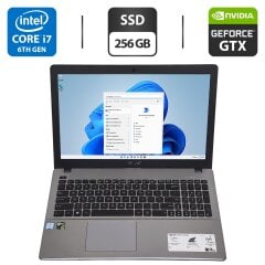 Игровой ноутбук Asus X550VX / 15.6" (1366x768) TN / Intel Core i7-6700HQ (4 (8) ядра по 2.6 - 3.5 GHz) / 16 GB DDR4 / 256 GB SSD / nVidia GeForce GTX 950M, 2 GB GDDR5, 128-bit / WebCam / DVD-ROM