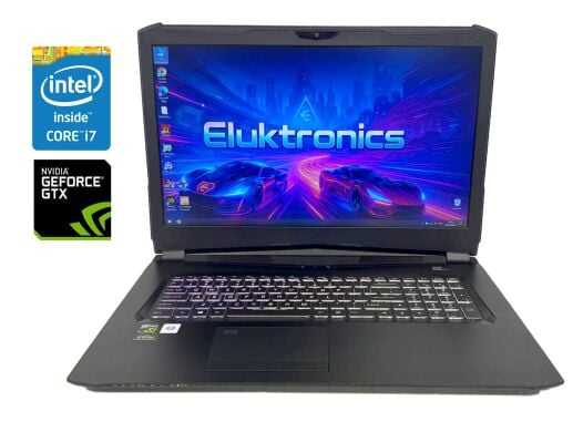 Ігровий ноутбук Eluktronics 17 PA17HP6 / 17.3" (2560x1440) IPS / Intel Core i7-7700HQ (4 (8) ядра по 2.8 - 3.8 GHz) / 16 GB DDR4 / 240 GB SSD NVMe / nVidia GeForce GTX 1070, 8 GB GDDR5, 256-bit / WebCam