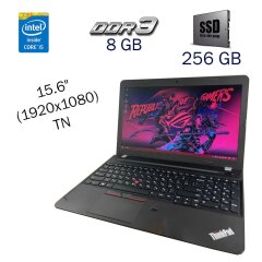 Ноутбук Lenovo ThinkPad E550 / 15.6" (1920x1080) TN / Intel Core i5-5200U (2 (4) ядра по 2.2 - 2.7 GHz) / 8 GB DDR3 / 256 GB SSD / Intel HD Graphics 5500 / WebCam / Fingerprint / Windows 10 PRO Lic