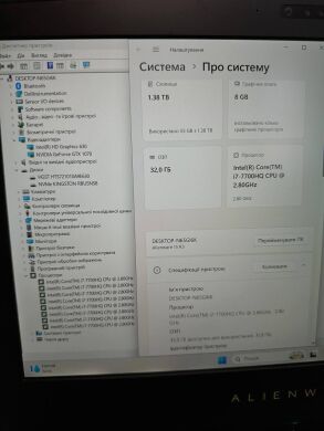Ігровий ноутбук Dell Alienware 15 R3 / 15.6" (3840x2400) IPS / Intel Core i7-7700HQ (4 (8) ядра по 2.8 - 3.8 GHz) / 32 GB DDR4 / 512 GB SSD + 1000 GB HDD / nVidia GeForce GTX 1070, 8 GB GDDR5, 256-bit / WebCam / Win 11 Pro