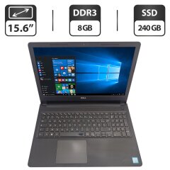 Ноутбук Dell Vostro 3568 / 15.6" (1366x768) TN / Intel Core i5-7200U (2 (4) ядра по 2.5 - 3.1 GHz) / 8 GB DDR3 / 240 GB SSD / Intel HD Graphics 620 / WebCam / DVD-ROM