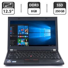 Нетбук Lenovo ThinkPad X230 / 12.5" (1366x768) TN / Intel Core i5-3210M (2 (4) ядра по 2.5 - 3.1 GHz) / 8 GB DDR3 / 250 GB SSD / Intel HD Graphics 4000 / WebCam / VGA