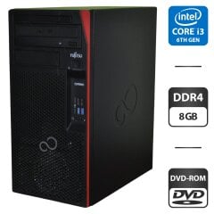 Компьютер Fujitsu Esprimo P557 E85 Tower / Intel Core i3-6100 (2 (4) ядра по 3.7 GHz) / 8 GB DDR4 / 500 GB HDD / Intel HD Graphics 530 / 280W / DVD-ROM / Windows 11 Pro