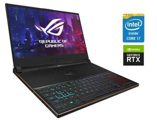 Ігровий ноутбук Asus ROG Zephyrus S GX531GW / 15.6" (1920x1080) IPS / Intel Core i7-8750H (6 (12) ядер по 2.2 - 4.1 GHz) / 16 GB DDR4 / 512 GB SSD / nVidia GeForce RTX 2070 Max-Q, 8 GB GDDR6, 256-bit / WebCam / Win 11 Home Ігровий ноутбук Asus ROG Zephyrus S GX531GW / 15.6" (1920x1080) IPS / Intel Core i7-8750H (6 (12) ядер по 2.2 - 4.1 GHz) / 16 GB DDR4 / 512 GB SSD / nVidia GeForce RTX 2070 Max-Q, 8 GB GDDR6, 256-bit / WebCam / Win 11 Home