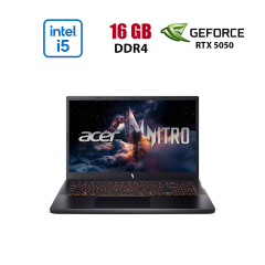 Игровой ноутбук Acer Nitro V 15 ANV15-52-501P / 15.6" (1920x1080) IPS / Intel Core i5-13420H (8 (12) ядер по 2.1 - 4.6 GHz) / 16 GB DDR4 / 512 GB SSD / nVidia GeForce RTX 5050, 8 GB GDDR7, 128-bit / WebCam
