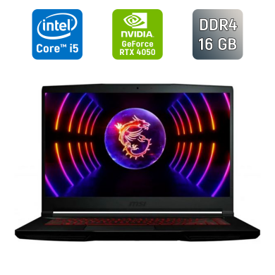 Игровой ноутбук Б-класс MSI Thin GF63 12VE / 15.6" (1920x1080) IPS / Intel Core i5-12450H (8 (12) ядер по 3.3 - 4.4 GHz) / 16 GB DDR4 / 512 GB SSD / nVidia GeForce RTX 4050, 6 GB GDDR6, 96-bit / WebCam / HDMI