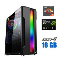 Игровой ПК Tower / AMD Ryzen 5 4500 (6 (12) ядер по 3.6 - 4.1 GHz) / 16 GB DDR4 / 1000 GB SSD / nVidia GeForce GTX 1080 Ti, 11 GB GDDR5X, 352-bit / 700W