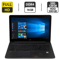Мобільна робоча станція Б-клас HP ZBook 15 G4 / 15.6" (1920x1080) TN / Intel Core i5-7300HQ (4 ядра по 2.5 - 3.5 GHz) / 16 GB DDR4 / 128 GB SSD + 500 GB HDD / Intel HD Graphics 630 / WebCam / Windows 10 Pro