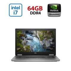 Мобільна робоча станція Dell Precision 7740 / 17.3" (1920x1080) IPS / Intel Core i7-9750H (6 (12) ядер по 2.6 - 4.5 GHz) / 64 GB DDR4 / 1000 GB SSD / nVidia Quadro RTX 4000, 8 GB GDDR6, 256-bit / HDMI / WebCam