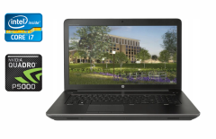 Мобільна робоча станція HP zBook 17 G4 / 17.3" (1920x1080) IPS / Intel Core i7-7700HQ (4 (8) ядра по 2.8 - 3.8 GHz) / 32 GB DDR4 / 512 GB SSD / nVidia Quadro P5000, 16 GB GDDR5X, 256-bit / WebCam / TouchID / Windows 10