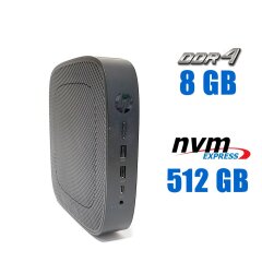 Неттоп HP t640 Thin Client USFF / AMD Ryzen R1505G (2 (4) ядра по 2.4 - 3.3 GHz) / 8 GB DDR4 / 512 GB SSD M.2 / AMD Picaso Graphics / 45W / Win 10 Pro