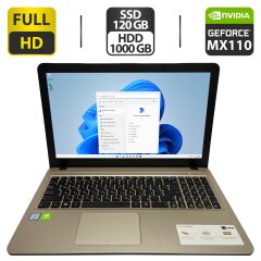 Ноутбук Asus X540U / 15.6" (1920x1080) TN / Intel Core i3-6100U (2 (4) ядра по 2.3 GHz) / 8 GB DDR4 / 120 GB SSD + 1000 GB HDD / nVidia GeForce MX110, 2 GB GDDR5, 64-bit / WebCam / HDMI