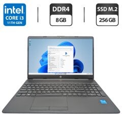 Ноутбук HP Laptop 15 / 15.6" (1920x1080) IPS / Intel Core i3-1115G4 (2 (4) ядра по 4.1 GHz) / 8 GB DDR4 / 256 GB SSD M.2 / Intel UHD Graphics / WebCam