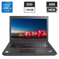 Ноутбук Lenovo ThinkPad T460 / 14" (1366x768) TN / Intel Core i5-6300U (2 (4) ядра по 2.4 - 3.0 GHz) / 8 GB DDR3 / 120 GB SSD / Intel HD Graphics 520 / WebCam / АКБ NEW