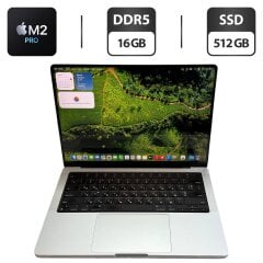 Ультрабук Apple MacBook Pro 14 Silver / 14.2" (3024x1964) IPS / Apple M2 Pro (12 ядер по 2.4 &ndash; 3.5 GHz) / 16 GB DDR5 / 512 GB SSD / Apple M2 Pro Graphics / WebCam / Коробка / MacOS