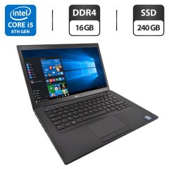 Ультрабук Dell Latitude 7490 / 14" (1920x1080) IPS / Intel Core i5-8250U (4 (8) ядра по 1.6 - 3.4 GHz) / 16 GB DDR4 / 240 GB SSD / Intel UHD Graphics 620 / WebCam