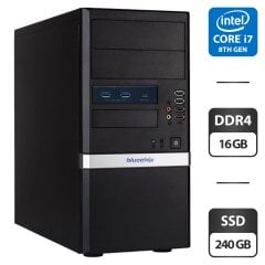 Компьютер Bluechip Tower / Intel Core i7-8700 (6 (12) ядра по 3.2 - 4.6 GHz) / 16 GB DDR4 / 240 GB SSD / Intel UHD Graphics 630