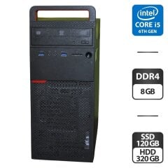 Компьютер Lenovo ThinkCentre M700 Tower / Intel Core i5-6400 (4 ядра по 3.7 - 3.3 GHz) / 8 GB DDR4 / 120 GB SSD + 320 GB HDD / Intel HD Graphics 530 / DVD-ROM / Windows 11 Pro