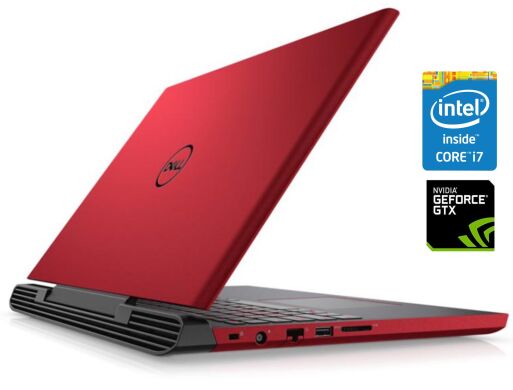 Ігровий ноутбук Dell G5 5587 RED / 15.6" (1920x1080) IPS / Intel Core i7-8750H (6 (12) ядра по 2.2 - 4.1 GHz) / 8 GB DDR4 / 128 GB SSD + 1000 GB HDD / nVidia GeForce GTX 1050 Ti, 4 GB GDDR5, 128-bit / WebCam