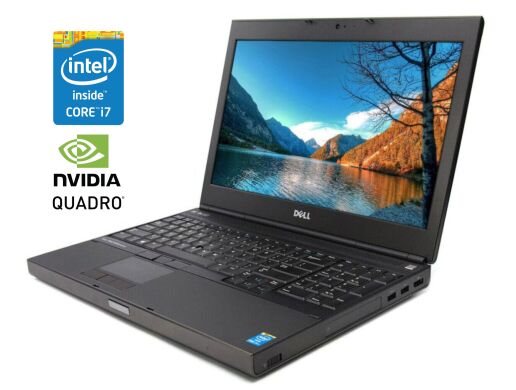 Мобільна робоча станція Б-клас Dell Precision M4800 / 15.6" (1920x1080) TN / Intel Core i7-4710MQ (4 (8) ядра по 2.5 - 3.5 GHz) / 16 GB DDR3 / 256 GB SSD / nVidia Quadro K1100M, 2 GB GDDR5, 128-bit / WebCam / DVD-ROM