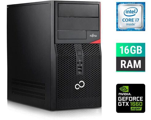 Игровой ПК Fujitsu Tower / Intel Core i7-6700 (4 (8) ядра по 3.4 - 4.0 GHz) / 16 GB DDR4 / 500 GB SSD / nVidia GeForce GTX 1660 Super, 6 GB GDDR6, 192-bit + Windows 10 в подарок