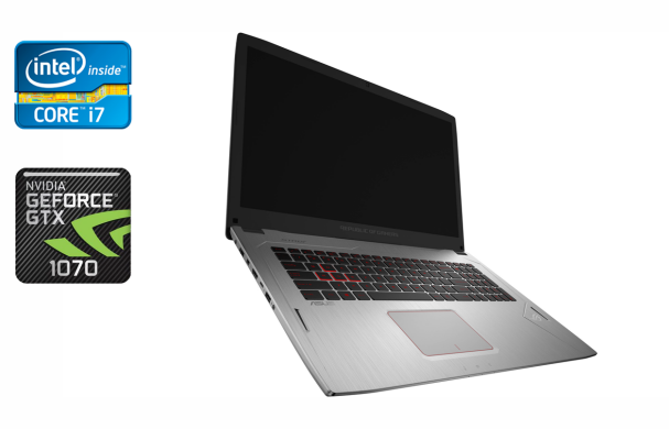 Игровой ноутбук Asus ROG Strix GL702V / 17.3" (1920x1080) IPS / Intel Core i7-7700HQ (4 (8) ядра по 2.8 - 3.8 GHz) / 16 GB DDR4 / 480 GB SSD / nVidia GeForce GTX 1070, 8 GB GDDR5, 256-bit / WebCam Игровой ноутбук Asus ROG Strix GL702V / 17.3" (1920x1080) IPS / Intel Core i7-7700HQ (4 (8) ядра по 2.8 - 3.8 GHz) / 16 GB DDR4 / 480 GB SSD / nVidia GeForce GTX 1070, 8 GB GDDR5, 256-bit / WebCam