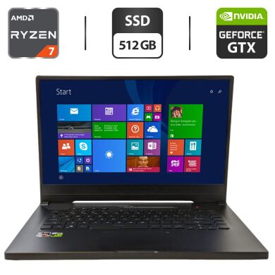 Игровой ноутбук Asus ROG Zephyrus G GA502D / 15.6" (1920x1080) IPS / AMD Ryzen 7 3750H (4 (8) ядра по 2.3 - 4.0 GHz) / 16 GB DDR4 / 512 GB SSD / nVidia GeForce GTX 1660 Ti Max-Q, 6 GB GDDR6, 192-bit / HDMI / USB Type-C