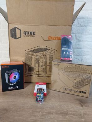 Ігровий ПК Qube Crystal Tower / Intel Core i7-10700KF (8 (16) ядер по 3.8 - 5.1 GHz) / 16 GB DDR4 / 1000 GB SSD M.2 / AMD Radeon RX 5700 XT, 8 GB GDDR6, 256-bit / 600W