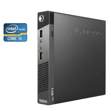 Неттоп Lenovo ThinkCentre M83 Tiny USFF / Intel Core i5-4570T (2 (4) ядра по 2.9 - 3.6 GHz) / 4 GB DDR3 / 256 GB SSD / Intel HD Graphics 4600