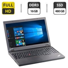 Ноутбук Б-клас Lenovo ThinkPad T540p / 15.6" (1920x1080) TN / Intel Core i5-4300M (2 (4) ядра по 2.6 - 3.3 GHz) / 16 GB DDR3 / 480 GB SSD / Intel HD Graphics 4600 / WebCam