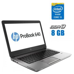 Ноутбук HP ProBook 640 G1 / 14" (1366x768) TN / Intel Core i5-4200M (2 (4) ядра по 2.5 - 3.1 GHz) / 8 GB DDR3 / 240 GB SSD / Intel HD Graphics 4600 / WebCam