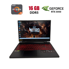 Ігровий ноутбук Acer Nitro 5 AN515-46 / 15.6" (1920x1080) IPS / AMD Ryzen 5 6600H (6 (12) ядер по 3.3 - 4.5 GHz) / 16 GB DDR5 / 512 GB SSD / nVidia GeForce RTX 3050, 4 GB GDDR6, 128-bit / WebCam