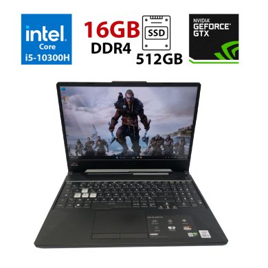 Игровой ноутбук Asus TUF Gaming F15 / 15.6" (1920x1080) IPS / Intel Core i5-10300H (4 (8) ядра по 2.5 - 4.5 GHz) / 16 GB DDR4 / 512 GB SSD / nVidia GeForce GTX 1650, 4 GB GDDR5, 128-bit / WebCam / Windows 11 Pro