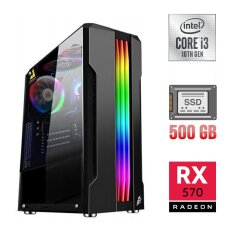 Ігровий ПК / Intel Core i3-10100F (4 (8) ядра по 3.6 - 4.3 GHz) / 8 GB DDR4 / 500 GB SSD / AMD Radeon RX 570, 4 GB GDDR5, 256-bit / 500W