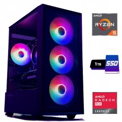 Игровой ПК Tower / AMD Ryzen 5 5500 (6 (12) ядер по 3.6 - 4.2 GHz) / 32 GB DDR4 / 1000 GB SSD / AMD Radeon RX 6800, 16 GB GDDR6, 256-bit