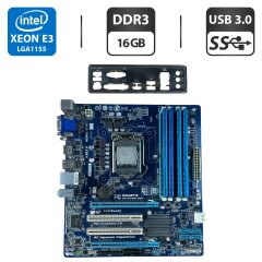 Комплект: Материнська плата Gigabyte GA-B75M-D3H / Intel Xeon E3-1245 v2 (4(8) ядра по 3.4 - 3.8 GHz) / 16 GB DDR3 / Socket LGA 1155 / Задня заглушка