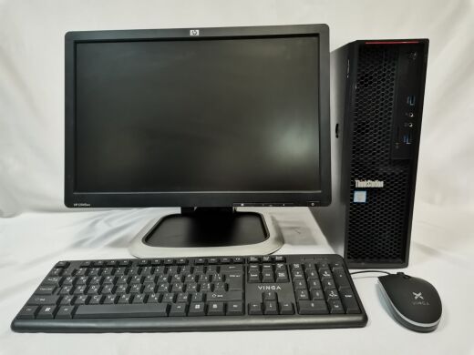Комплект ПК: Lenovo ThinkStation P310 SFF / Intel Xeon E3-1225 v5 (4 ядра по 3.3 - 3.7 GHz) / 8 GB DDR4 (1x 8 GB) / 500 GB HDD + Монитор HP L1945wv / 19" (1440х900) TN / 1x VGA, USB-Hub + Клавиатура и мышка + Комплект кабелей Комплект ПК: Lenovo ThinkStation P310 SFF / Intel Xeon E3-1225 v5 (4 ядра по 3.3 - 3.7 GHz) / 8 GB DDR4 (1x 8 GB) / 500 GB HDD + Монитор HP L1945wv / 19" (1440х900) TN / 1x VGA, USB-Hub + Клавиатура и мышка + Комплект кабелей