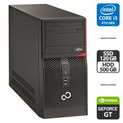 Компьютер Fujitsu Esprimo P420 E85 Tower / Intel Core i5-4460S (4 ядра по 2.9 - 3.4 GHz) / 8 GB DDR3 / 120 GB SSD + 500 GB HDD / nVidia GeForce GT 720, 2 GB GDDR3, 64-bit / DVD-ROM
