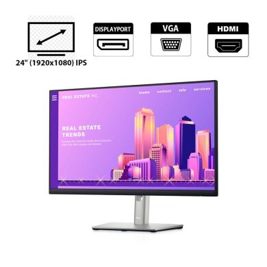МоніторDell P2422H Б/Р / 24" (1920x1080) IPS / HDMI, DisplayPort, VGA / Кабель живлення