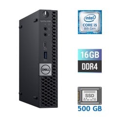 Неттоп Dell OptiPlex 5060 Micro USFF / Intel Core i5-8500T (6 ядер по 2.1 - 3.5 GHz) / 16 GB DDR4 / 500 GB SSD / Intel UHD Graphics 630 / 90W / Блок питания в комплекте
